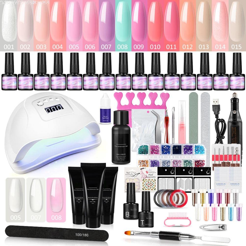 Kit de esmalte de uñas profesional de 80 W UV + LED lámpara de uñas de gel para manicura UV