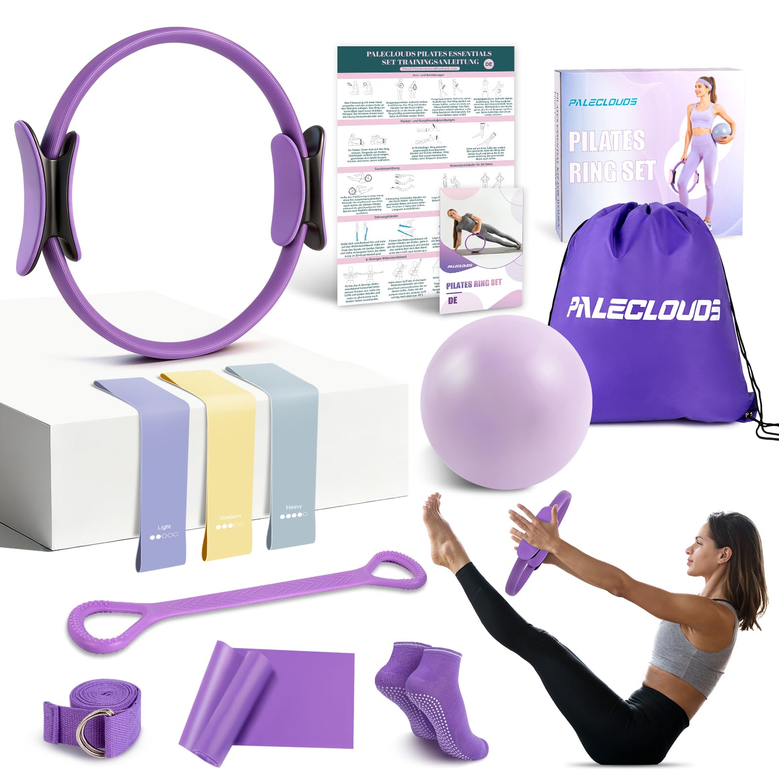 Pilates Set für Zuhause, Pilates Ring und Ball Set mit 12