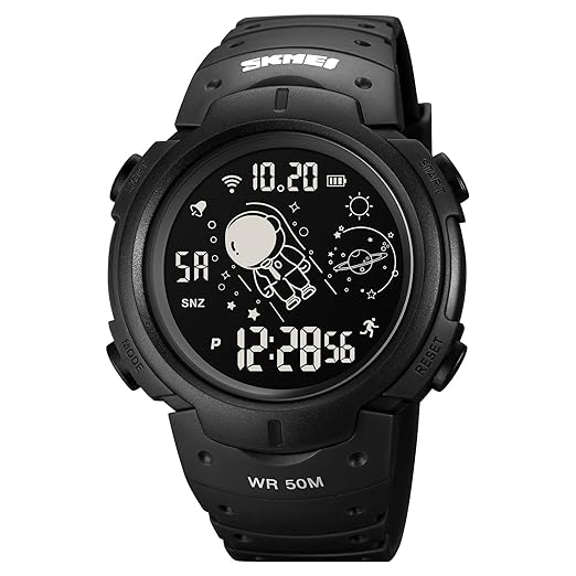 SKMEI Men's Digital Sports Watch, Waterproof LED Screen Large Face Military Watches and Heavy Duty Electronic Simple Army Watch with Alarm - 1820