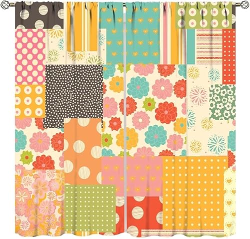 Lindas cortinas florales de los años 70, estilo bohemio, estilo hippie vintage, tratamiento de ventanas para dormitorio, sala de estar, cocina,