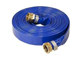 Stanios 4502-1000 Reinforced Blue PVC Lay Flat 1-Inch Water Discharge Hose with 1-Inch Threaded Couplings 50 Feet