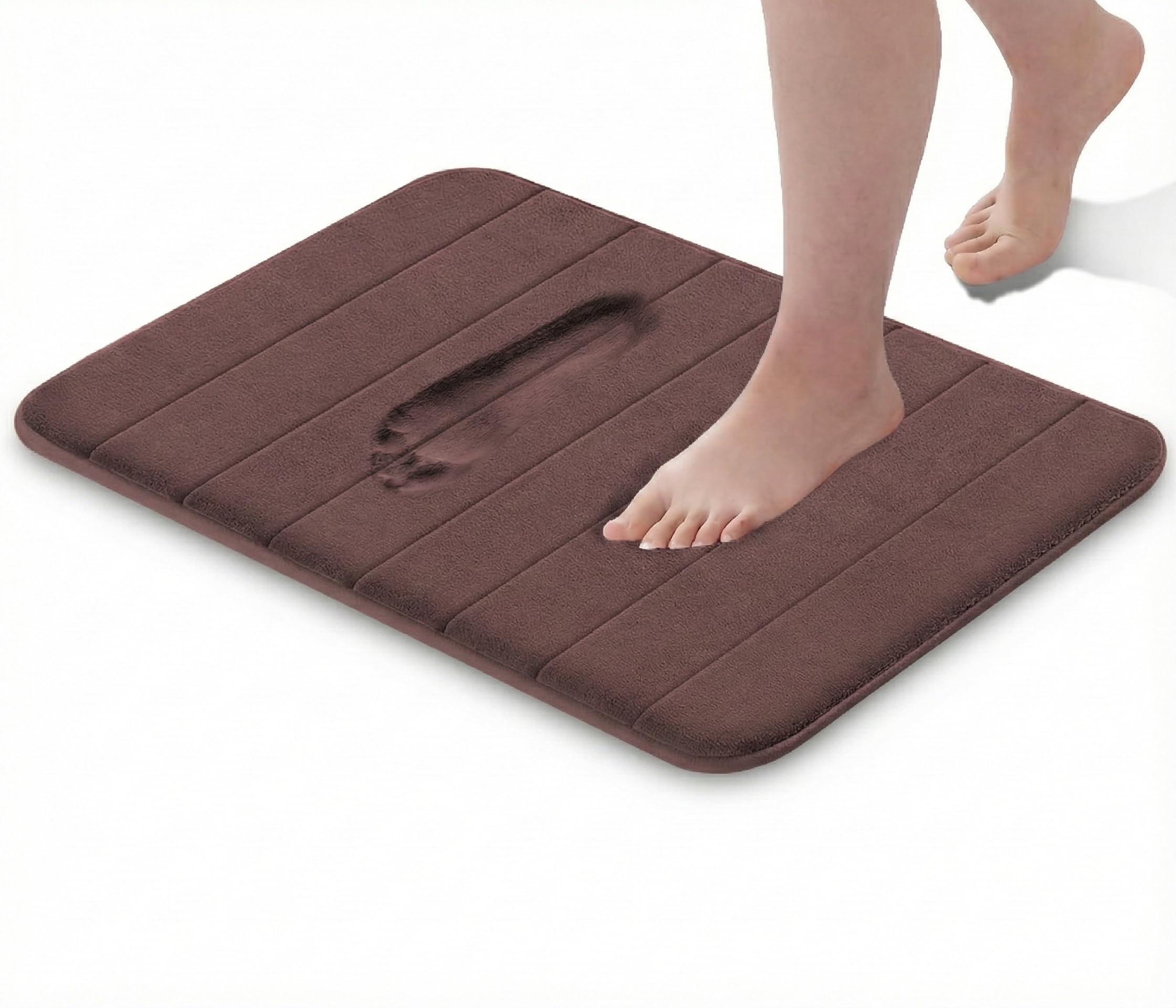 GVTECH Memory Foam Bath Mat, (1 Pack) Non-Slip Back, 40x60 cm Fleece Softness, Highly Absorbent, Bathroom Carpet, Super Soft Microfiber Bath Rug, Rectangle, Easy to clean Mat, Brown