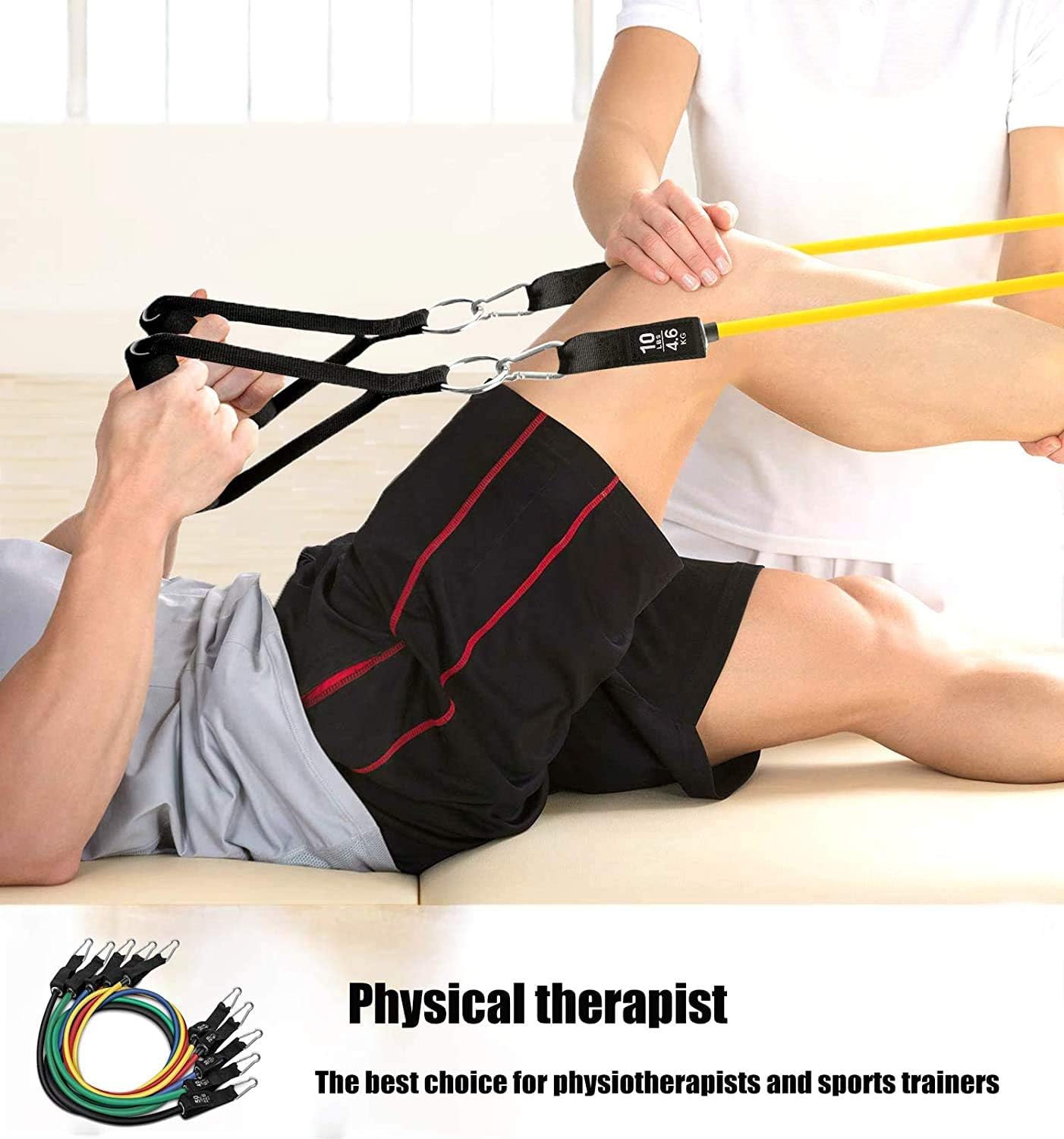 Resistance Bands Set, Exercise Bands with Handles, Training Tubes with Door Anchor & Ankle Straps for Resistance Training, Physical Therapy, Home Workout, Yoga, Pilates Stackable up to 150 lb-QiSa