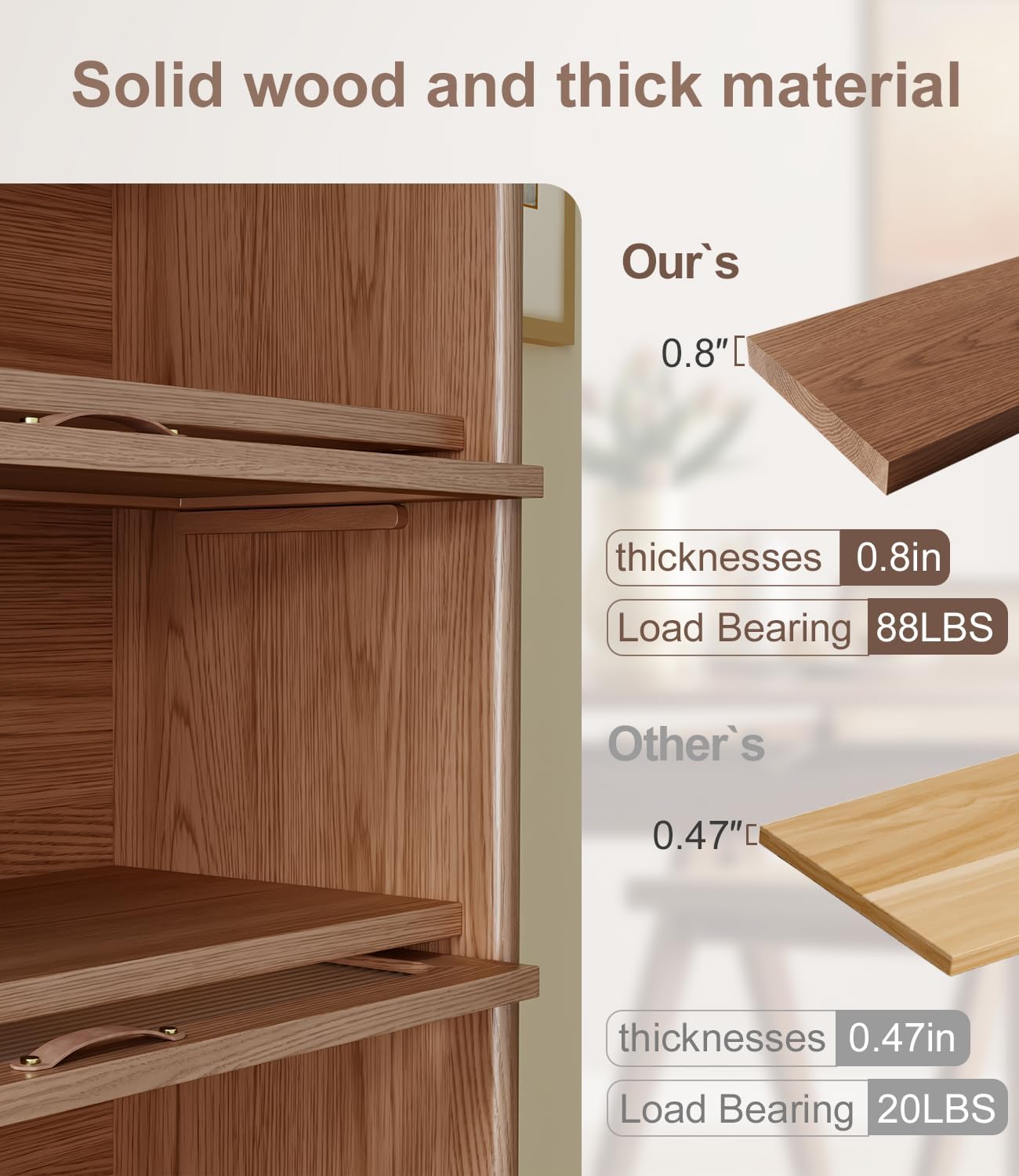 Solid Wood Bookcase 4 Tier Bookshelves with Tempered Glass Flip-Up Doors 60Hx12.5Dx32W" Brown Finish Cube Storage Organizer, Bookshelf Versatile Pantry Cabinet with Storage for Kitchen Home Office