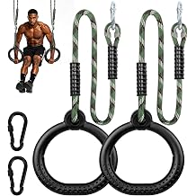 ZueZure 2 Pack Ninja Gymnastic Rings, Adjustable Length Rope, Non-Slip Trapeze Pull Up Swing Rings, Outdoor Backyard Obstacle Course Accessories, Home Gym Workout Equipment for Kids Teens Adults