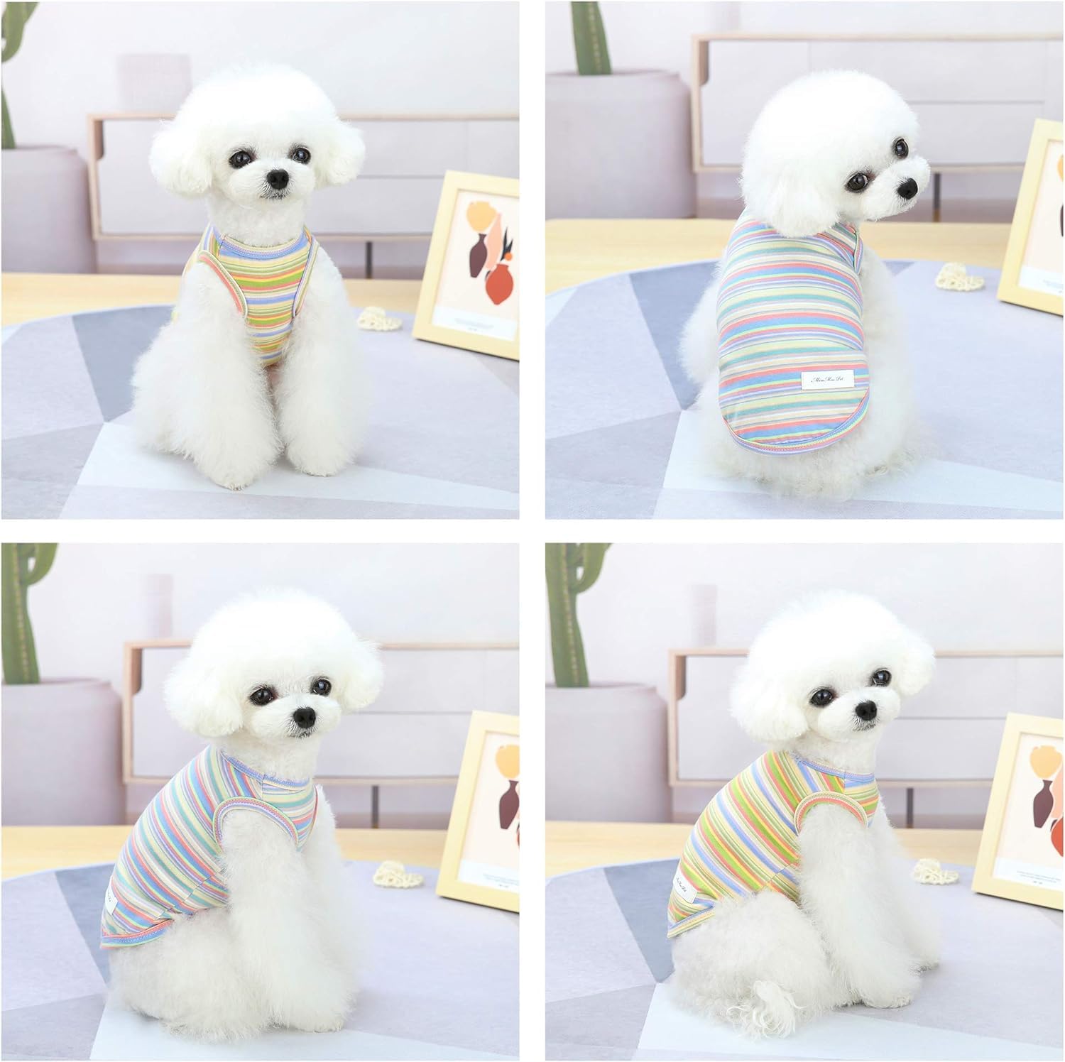 Pezzi Maglia A Righe Per Cani E Gatti Senza Maniche, Cotone