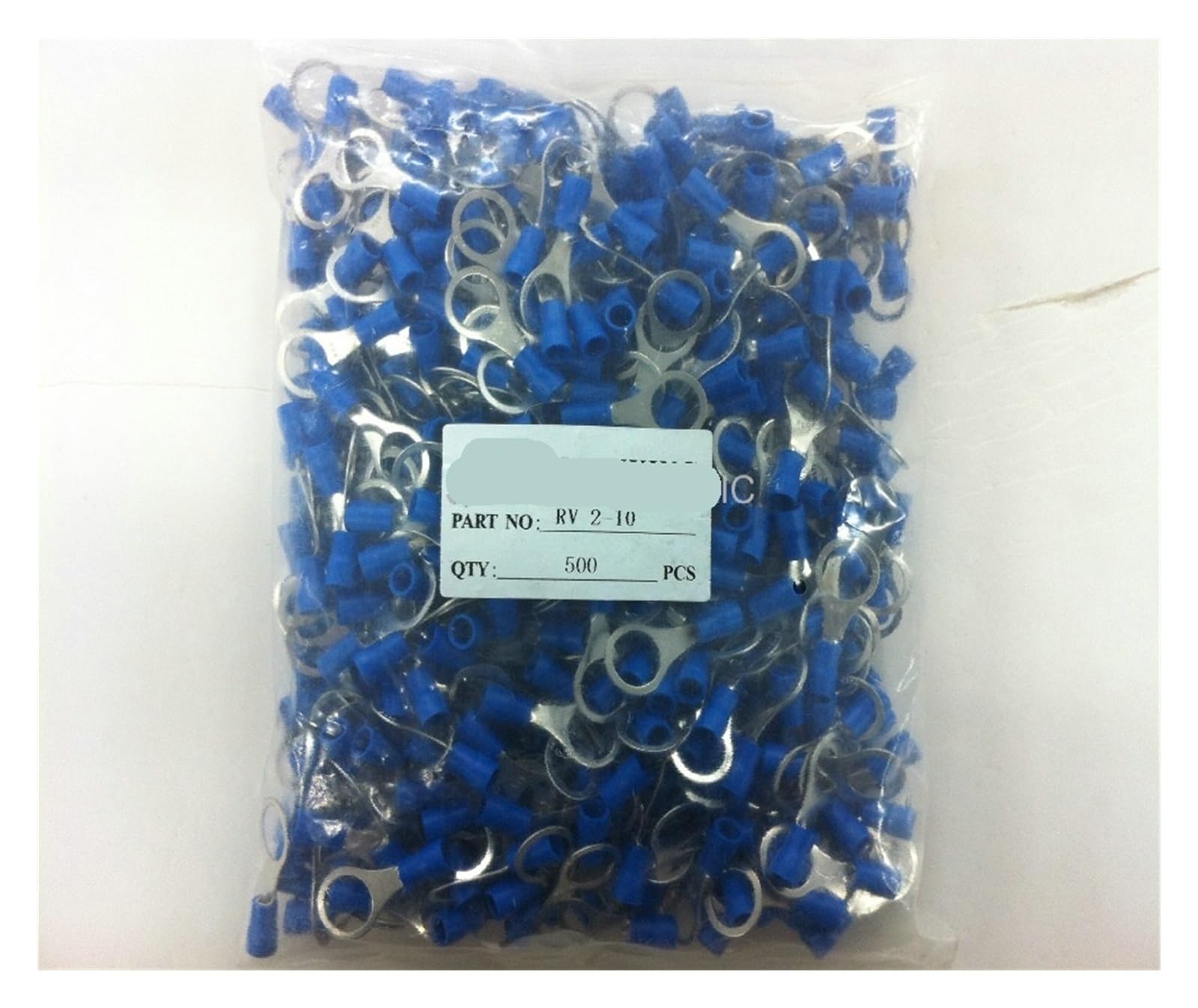 Terminal de cable redondo RV2-10 de 16-14 AWG, casquillo de 3/8", conector de crimpado con anillo aislado, 500 unidades