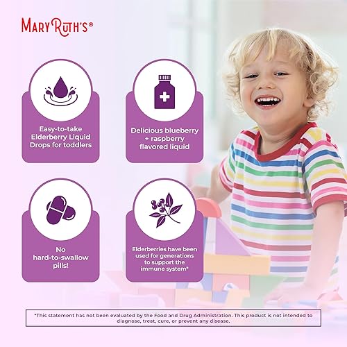 Miniatura 6 de MaryRuth's Jarabe de saúco para niños pequeños | USDA orgánico | Gotas líquidas de saúco negro para apoyo inmunológico | Sambucus saúco para la