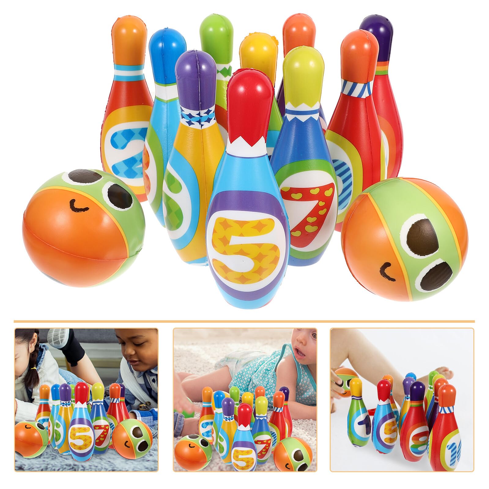 Toyvian Set Giocattolo da Bowling in Cotone per Ragazzo Ragazza Gioco Sportivo Educativo per attività Indoor e Outdoor