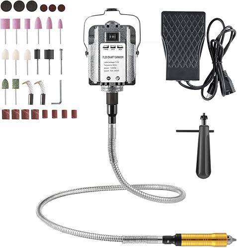 NArra Herramienta giratoria de eje flexible, amoladora colgante de eje flexible de 1000 W de 0.256in, 30000 RPM con rotación delantera y trasera,