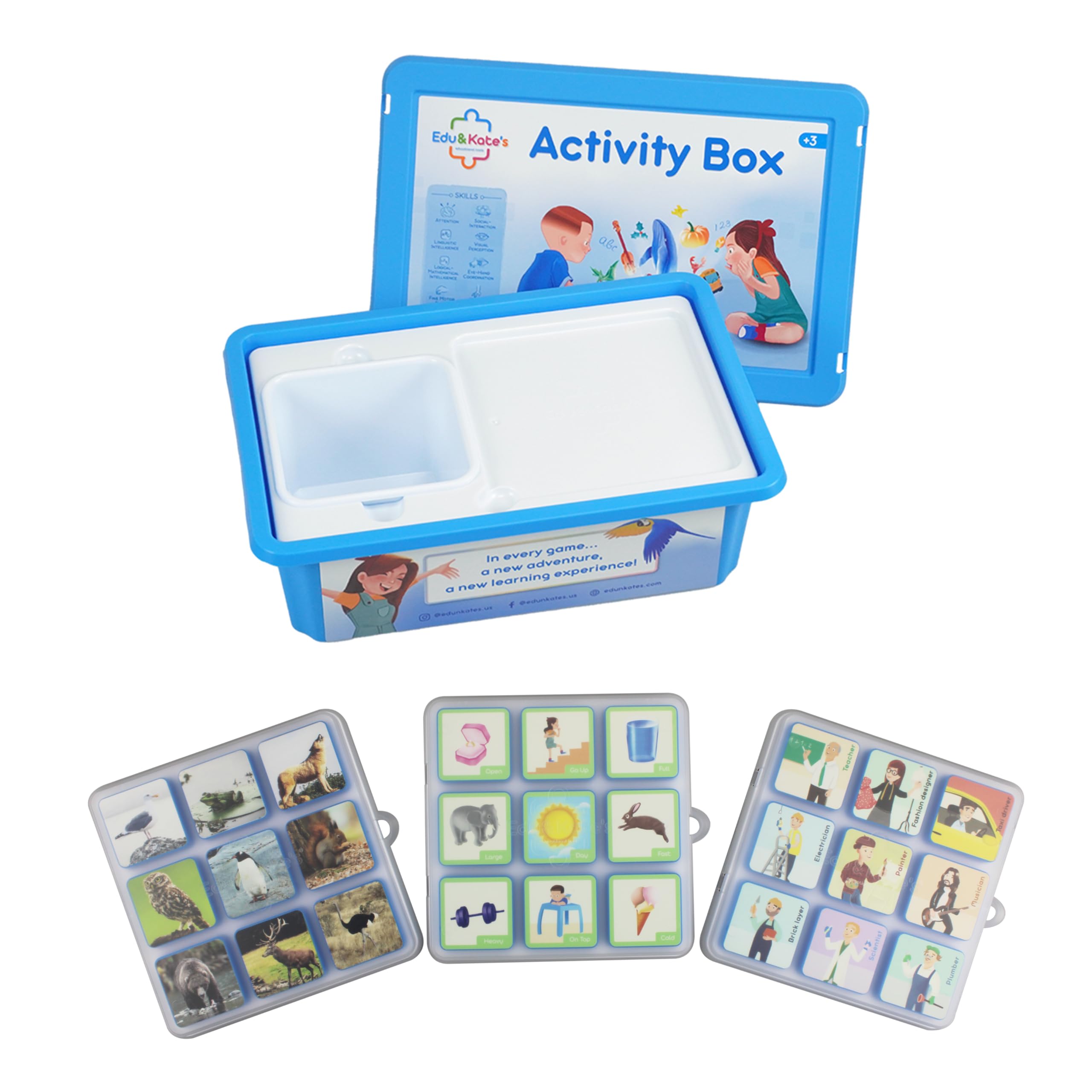 Edu&Kate Activity Box/Stage 3 Kit Volume 2 – Sensory Toys for Toddlers 1-3 with Animal Tracks, Occupations, & Opposites Puzzles, Educational Autism Learning Materials, Special Needs Toys for Children