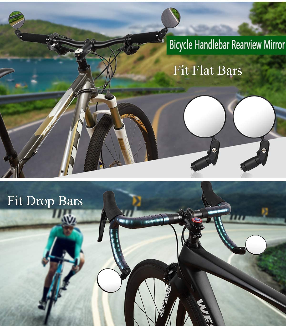 Lusterko rowerowe rowerowe lusterko wsteczne obracane o 360° lusterka wsteczne do rowerów górskich wyścigowych MTB, 1 szt