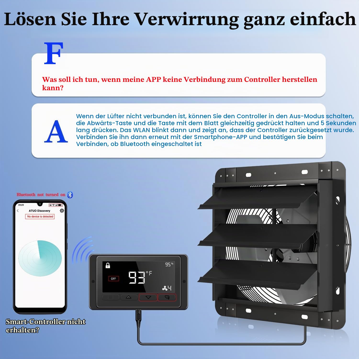 Aygrochy 300mm abluftventilator mit temperatursensor für keller Garage