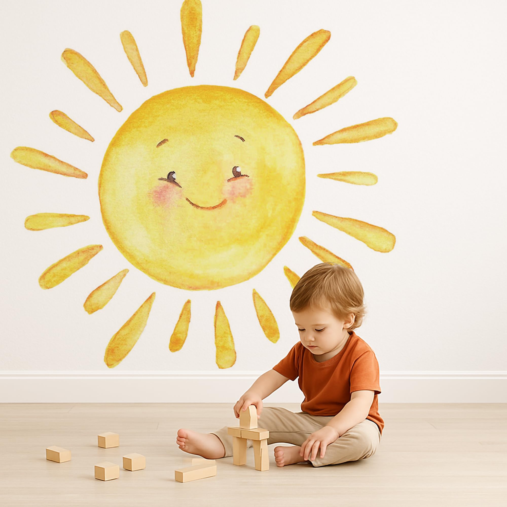 Boho Sun Wall Stickers Toddler Kids Vinyl Wall Decal Peel and Stick Removable Nature Wall Decor for Bedroom Living Room Classroom Nursery Daycare (32.3" x 31.1") — image 1