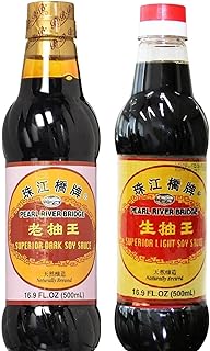 Pearl River Bridge Superior Dark Soy Sauce and Light Soy Sauce，Plastic Bottles，32.8oz (Pack of 2), Naturally Brewed, Non-G...