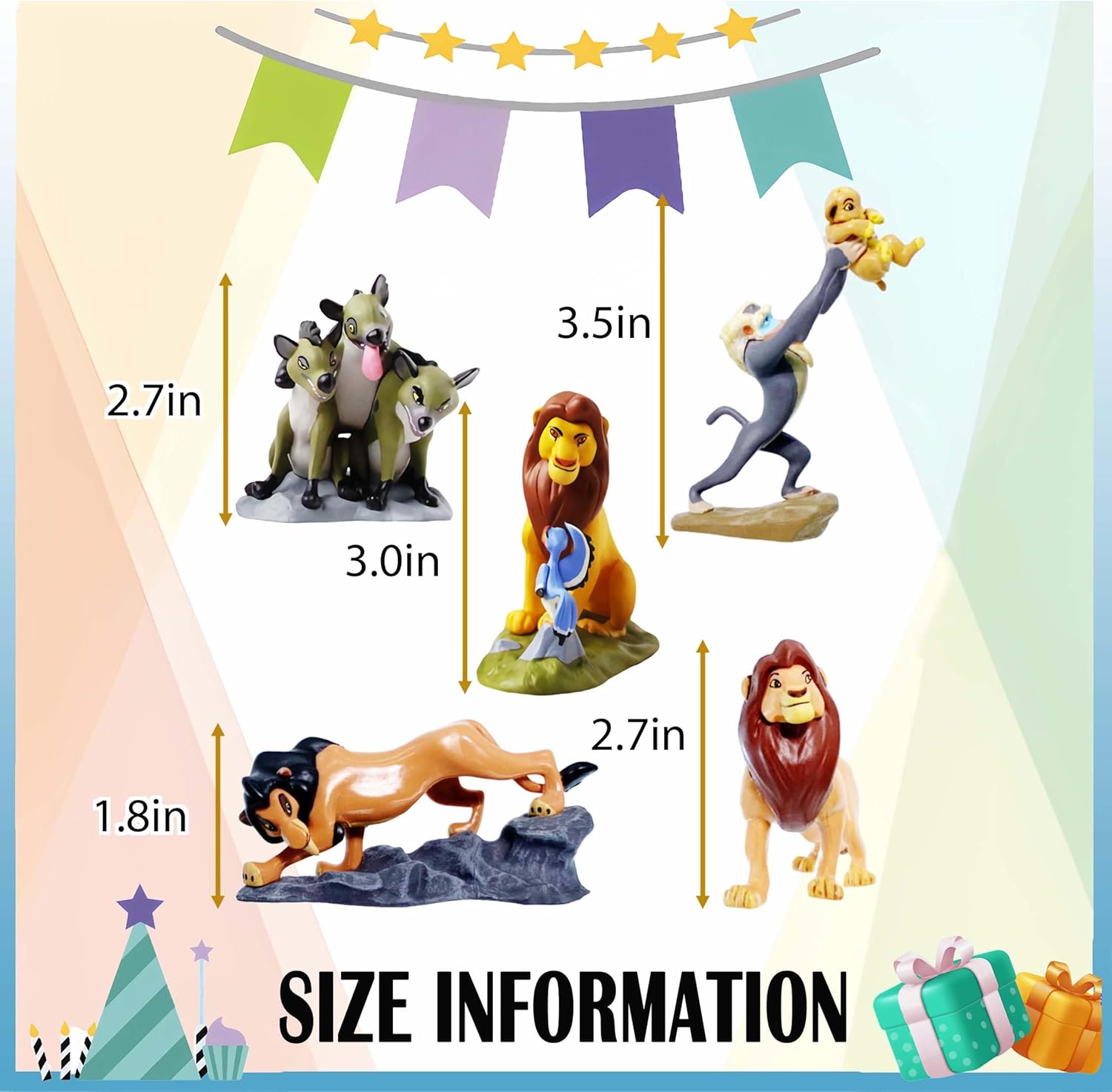 Animal Figurine Commemorative Set, Spotted Hyena&Warthog Toys, Christmas Party Cake Animal Decoration PVC Model(4.0 inch/9 Piece)