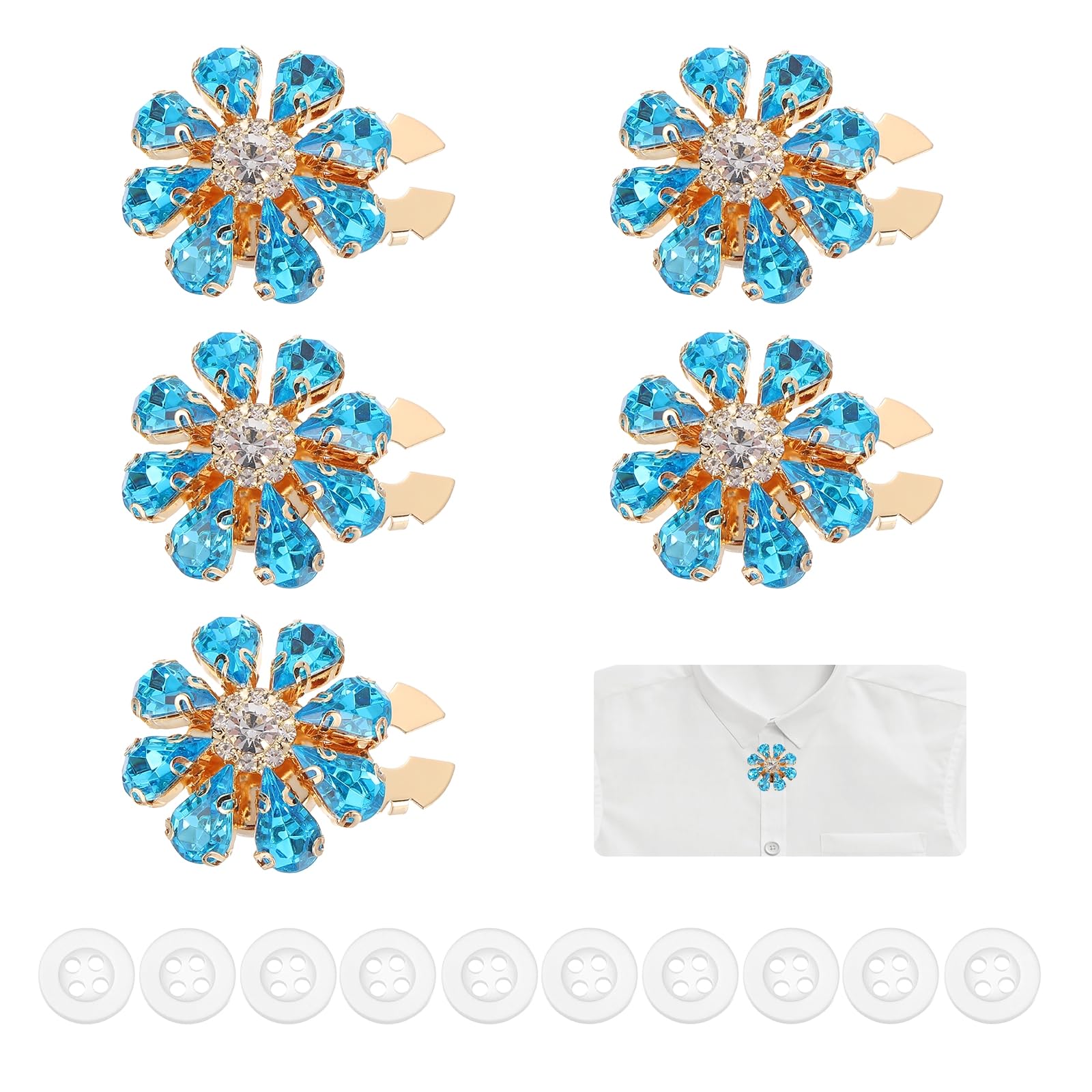 Cache-bouton strass doré en forme de goutte d'eau haute finition x5