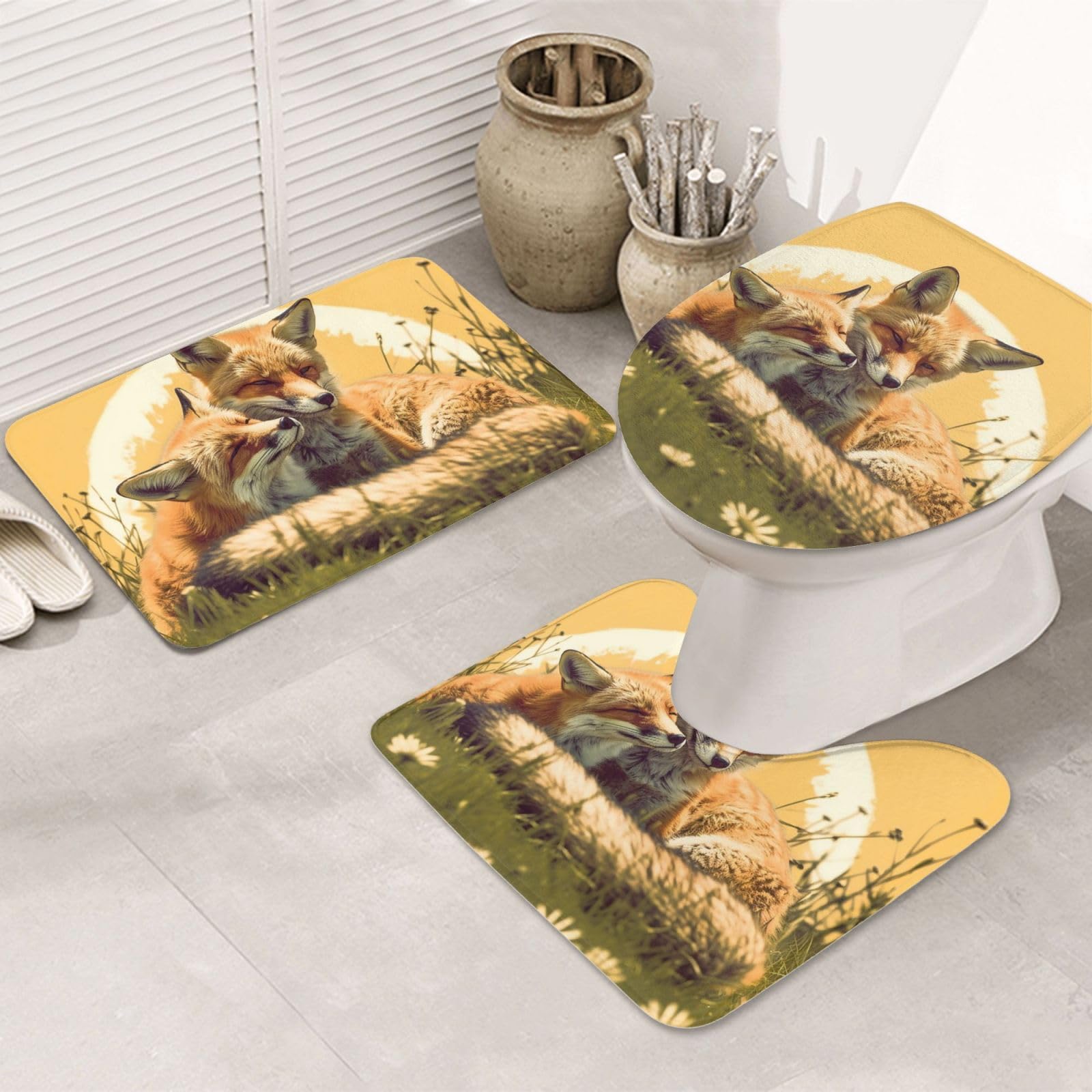Tapis de bain doux absorbant OUSIKA lot de 3 microfibre noir