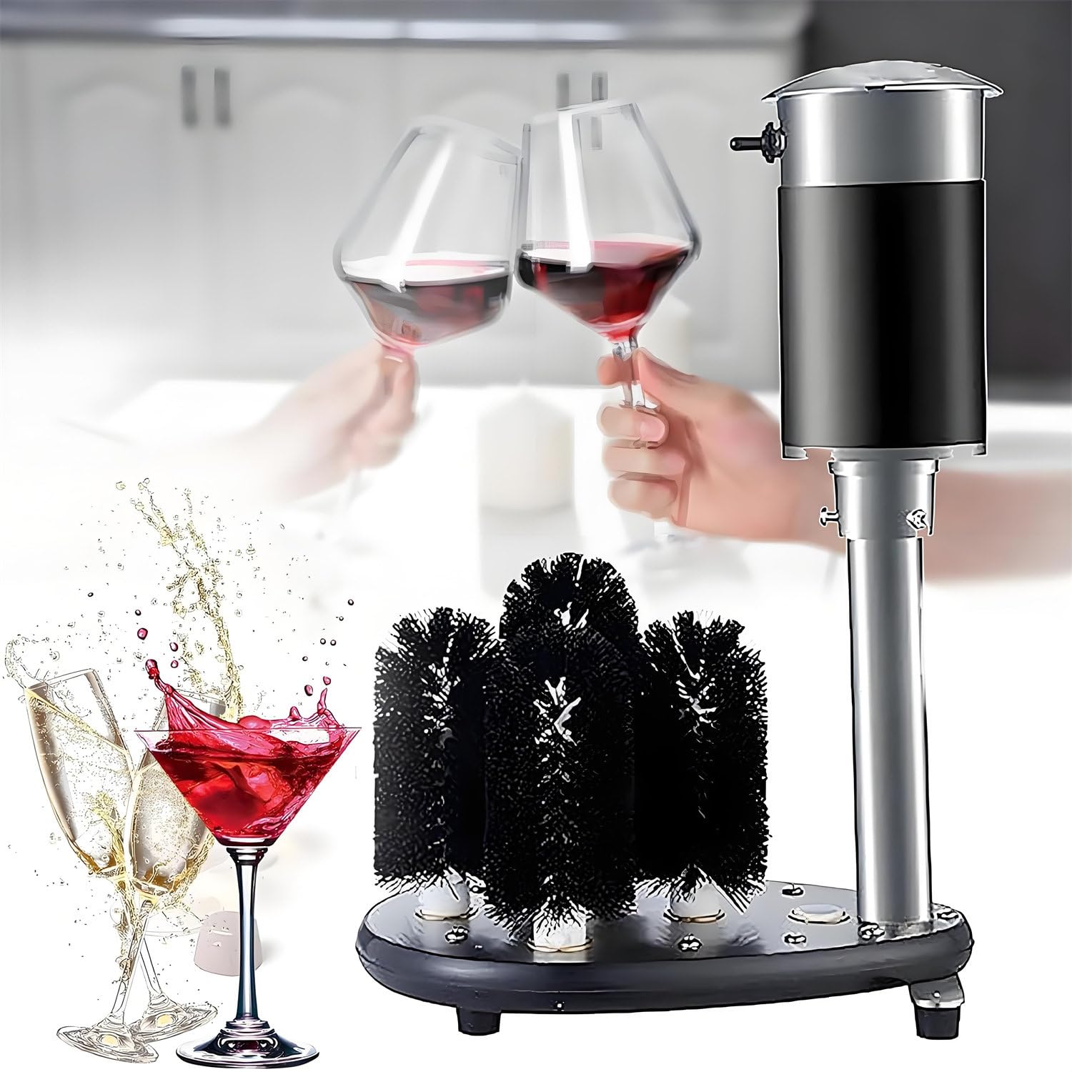 Lavavasos automático, lavavasos eléctrico de 5 cepillos, 800 Tazas/h, máquina lavavasos Comercial, Lavadora de Vasos Vertical eléctrica para Bares, cafeterías, restaurantes y cocin