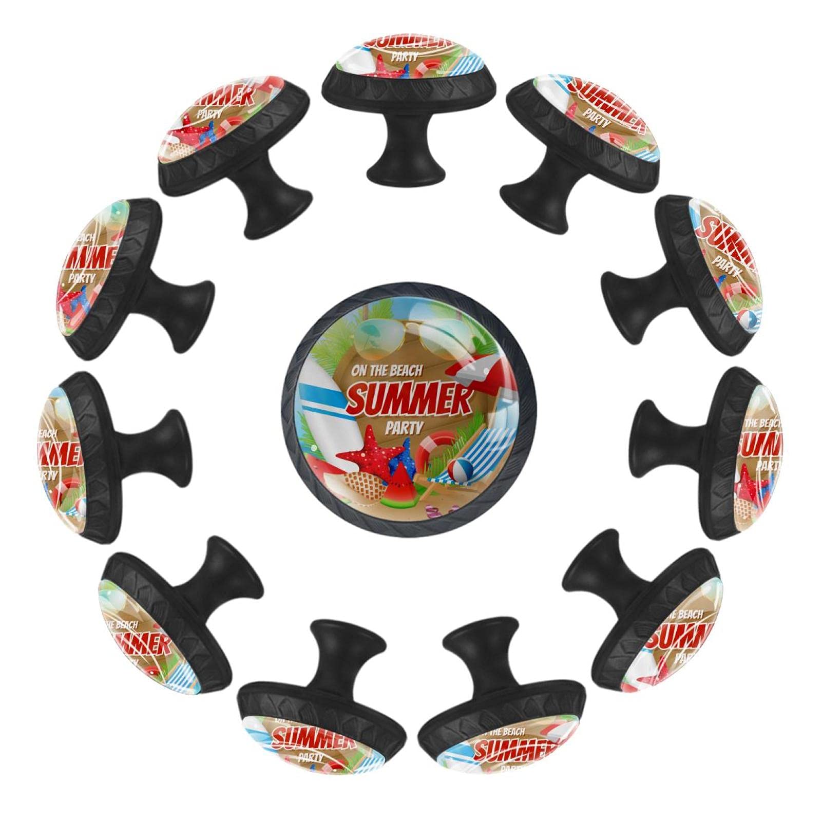Boutons de tiroir ronds 35 mm Summer Beach en lot de 12 pour commode