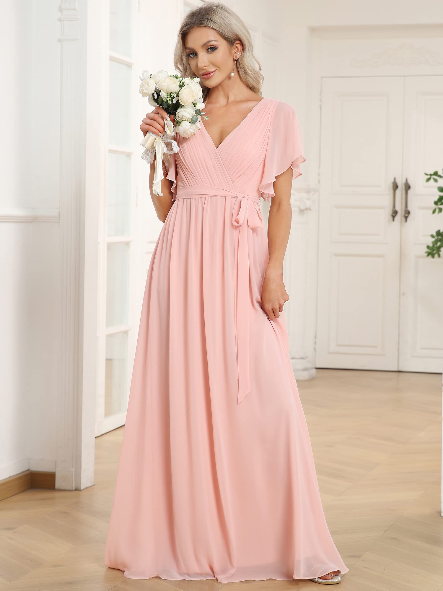 Ever-Pretty Abendkleider Damen Elegant für Hochzeit Knielang A-Line Cocktailkleid High Low Festliche Kleider EE0164A