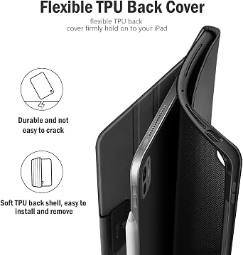 Antbox for iPad Pro 11 Inch Case M5 2025/M4 2024 Vegan Leather, Black