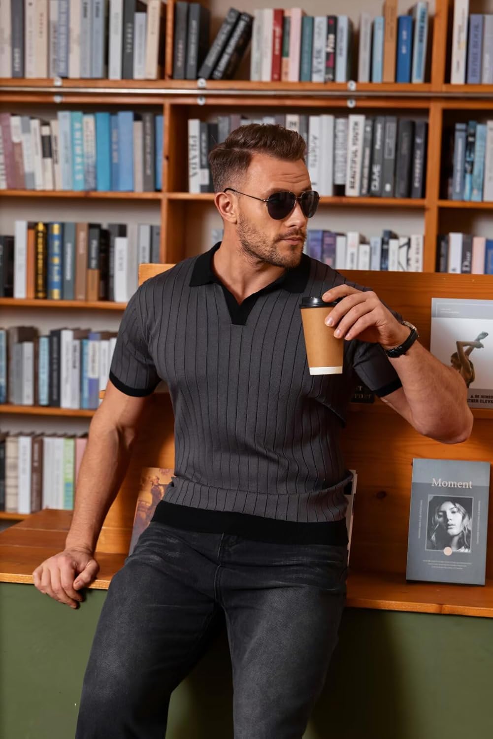 Mens Knit Polo Shirts Short Sleeve Slim Fit Casual Textured Golf Shirt Lightweight T Shirts with Contrast Collar - Image 4