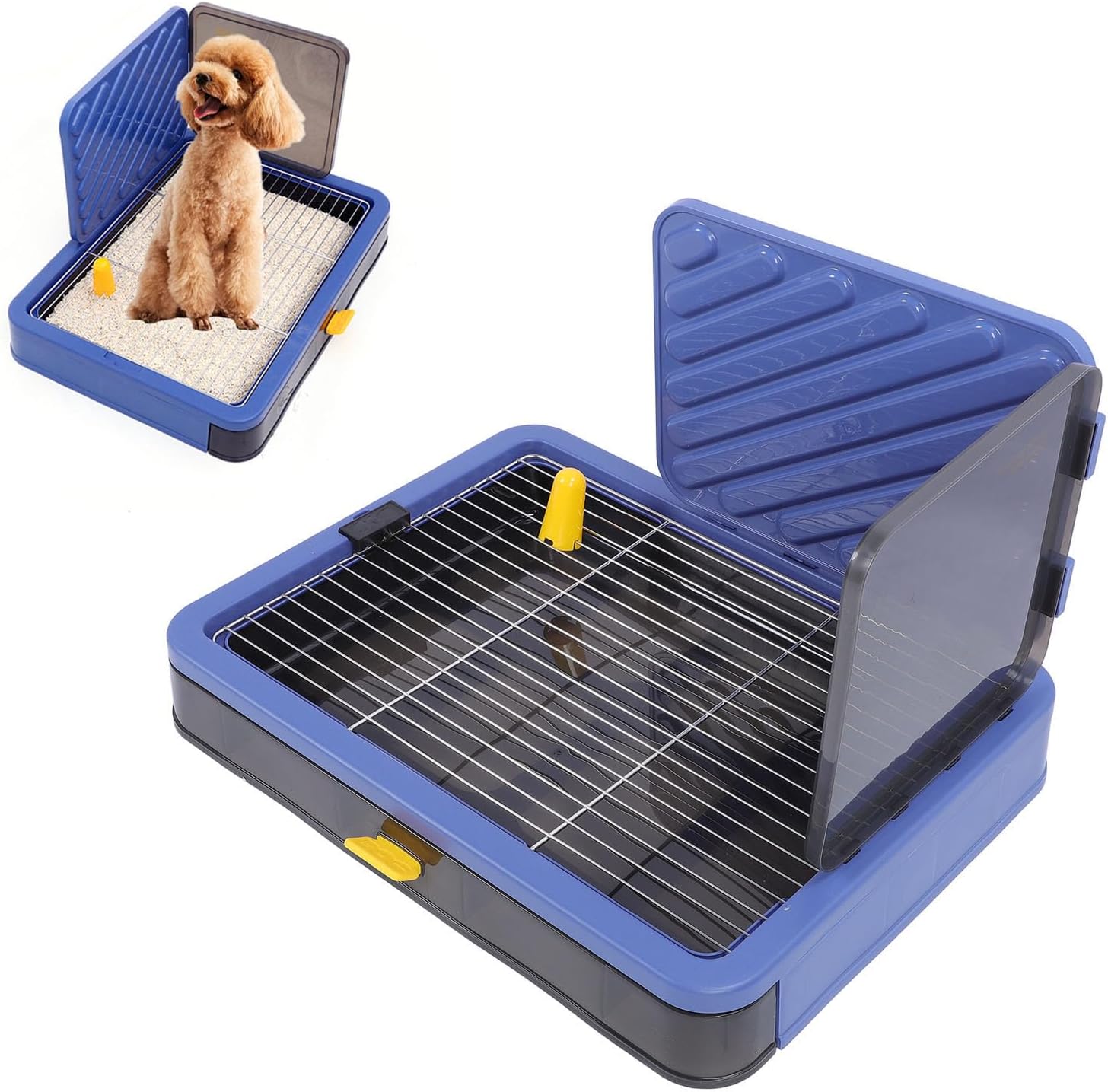 Dog Pee Pad Tray, High Sides Spacious Puppy Indoor Potty Training Pad Holder with Pee Wall, for Medium Large Dogs
