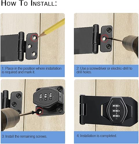 Miniatura 7 de VRESOURCING - Cerradura de combinación de gabinete sin llave, cerradura de combinación de 3 dígitos, cerradura de cerrojo, cerradura de seguridad