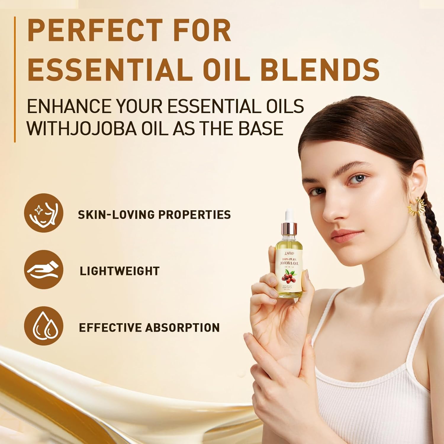 Organic Jojoba Oil 1.69 oz, 100% Natural Jojoba Oil for Hair, Skin, Face and Nails | Cold Pressed Unrefined, Glass Bottle, Hexane Free, Deep Moisturizing Body Oil