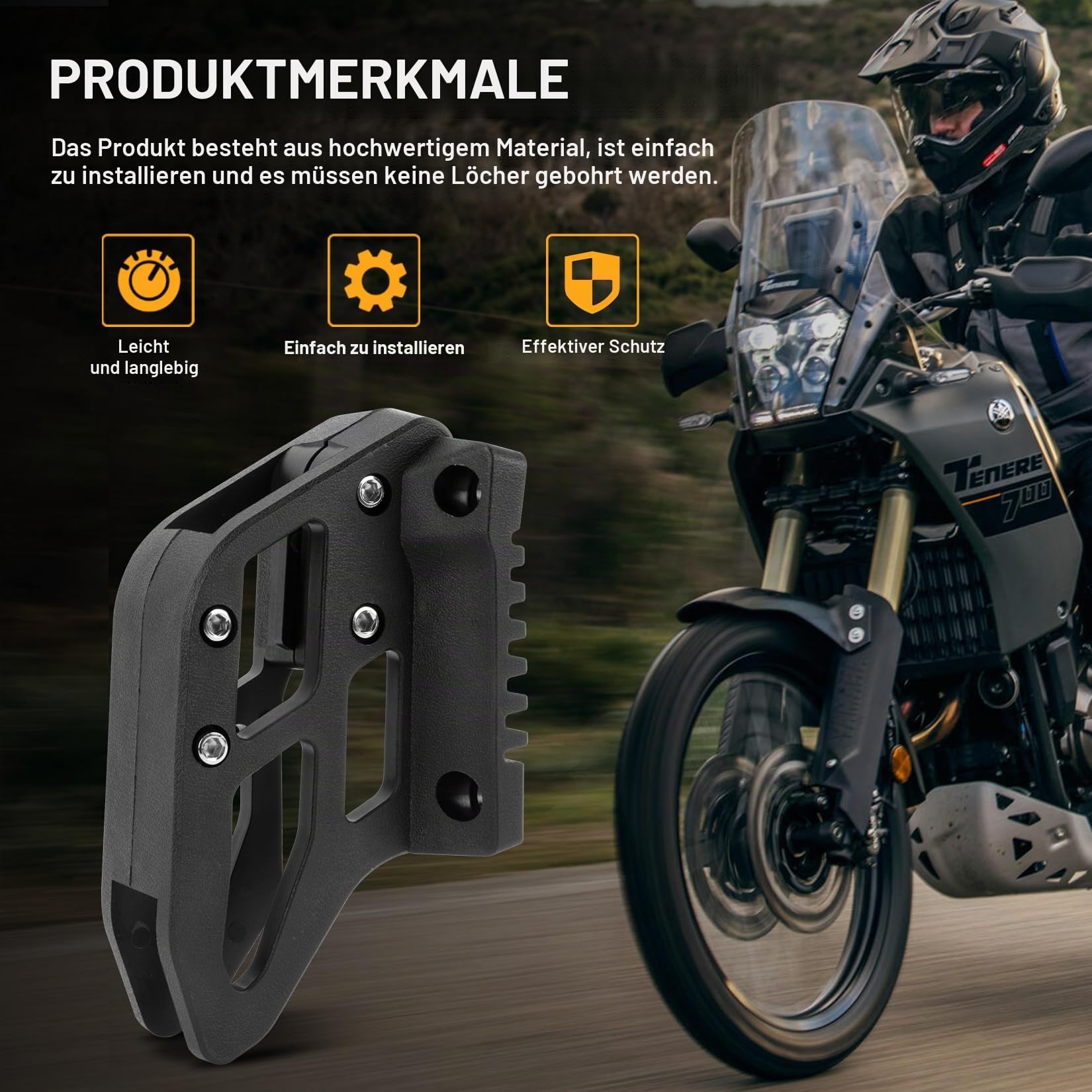 PSLER Kettenführungsschutz für Tenere 700 XT700Z XTZ700 2019–20242024, Motorradketten, Schutzabdeckung, Riemenscheiben-Stabilisator, Kettenführungskoffer