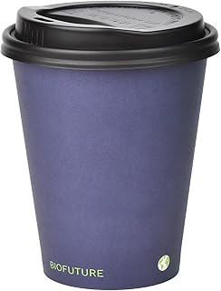 BIOFUTURE Biodegradable Coffee Cups – 50 x 6oz – 16oz (1