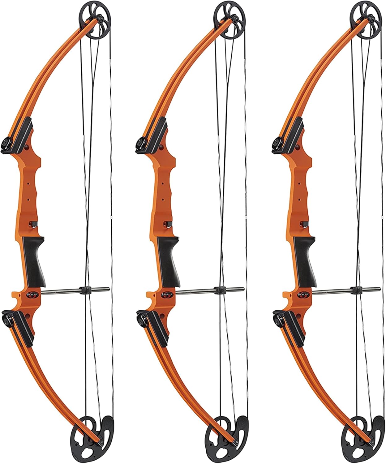 Genesis Archery 3 Pack Original Compound Bow - Adjustable Riser, 15"-30" Draw Length, 10-20 lb Draw Weight, All Skill Levels, Draw Hand - Right, Orange