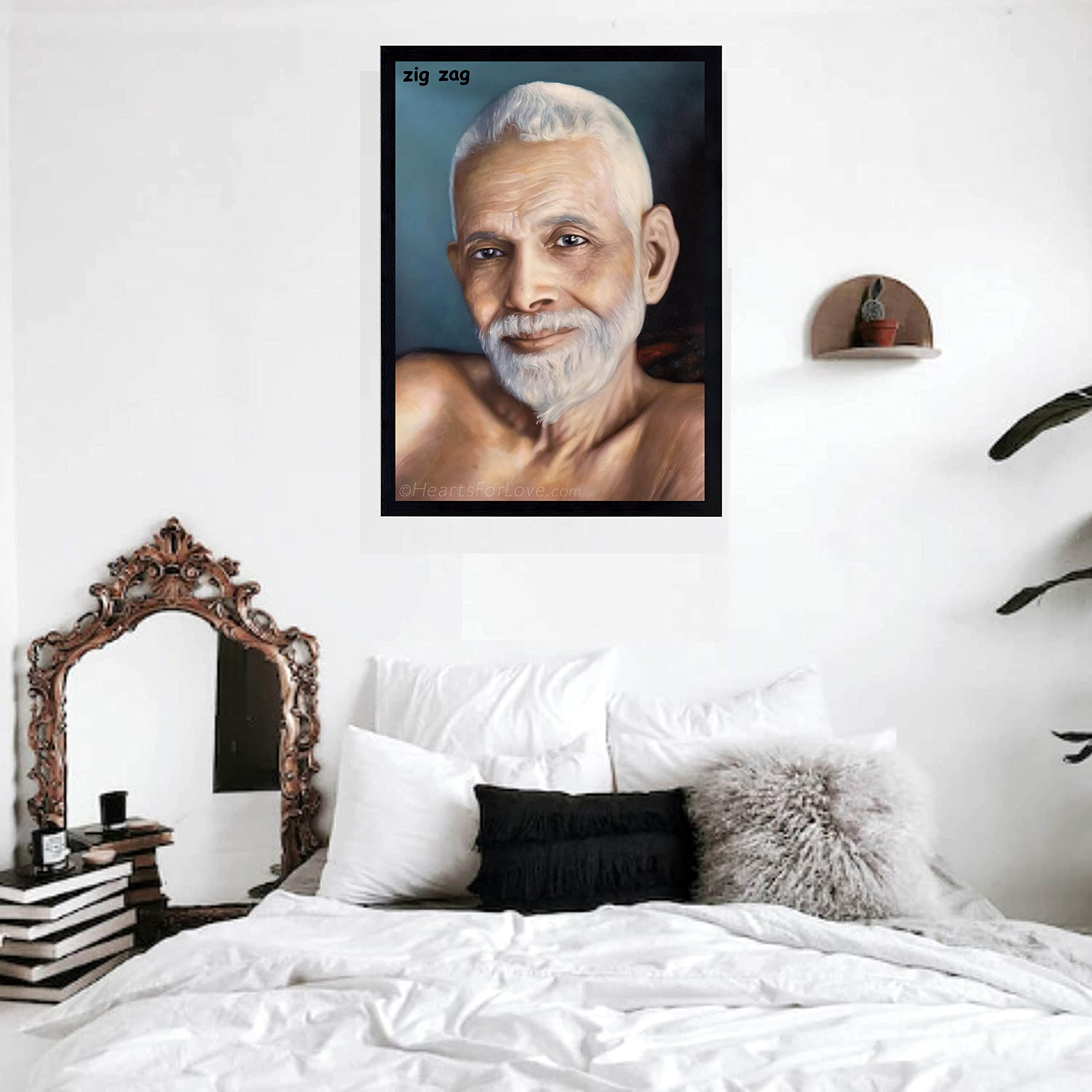 zig zag Ramana Maharshi duża ramka na zdjęcia na ścianę ramka na zdjęcia rozmiar duża (40 x 61 cm, szkło akrylowe)