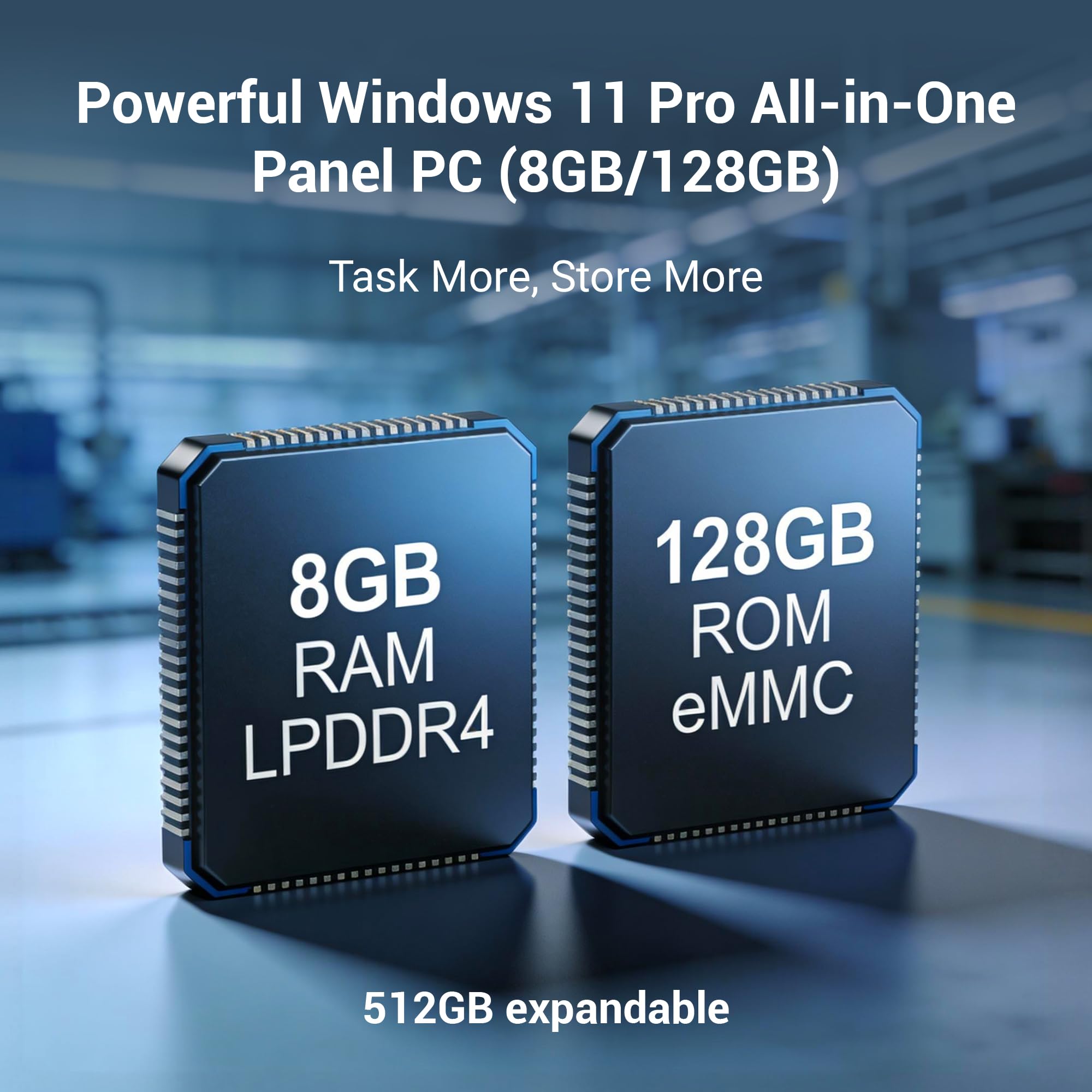 Industrie Panel PC Industriale Pannello PC 21,5 Pollici, Fanless Touchscreen Computer All in One Win11 Pro N100 8GB RAM 128GB ROM, 1920 * 1080 IPS, 2xUSB3,0, 2xUSB2,0, 2xLAN, Type-C, HDMI