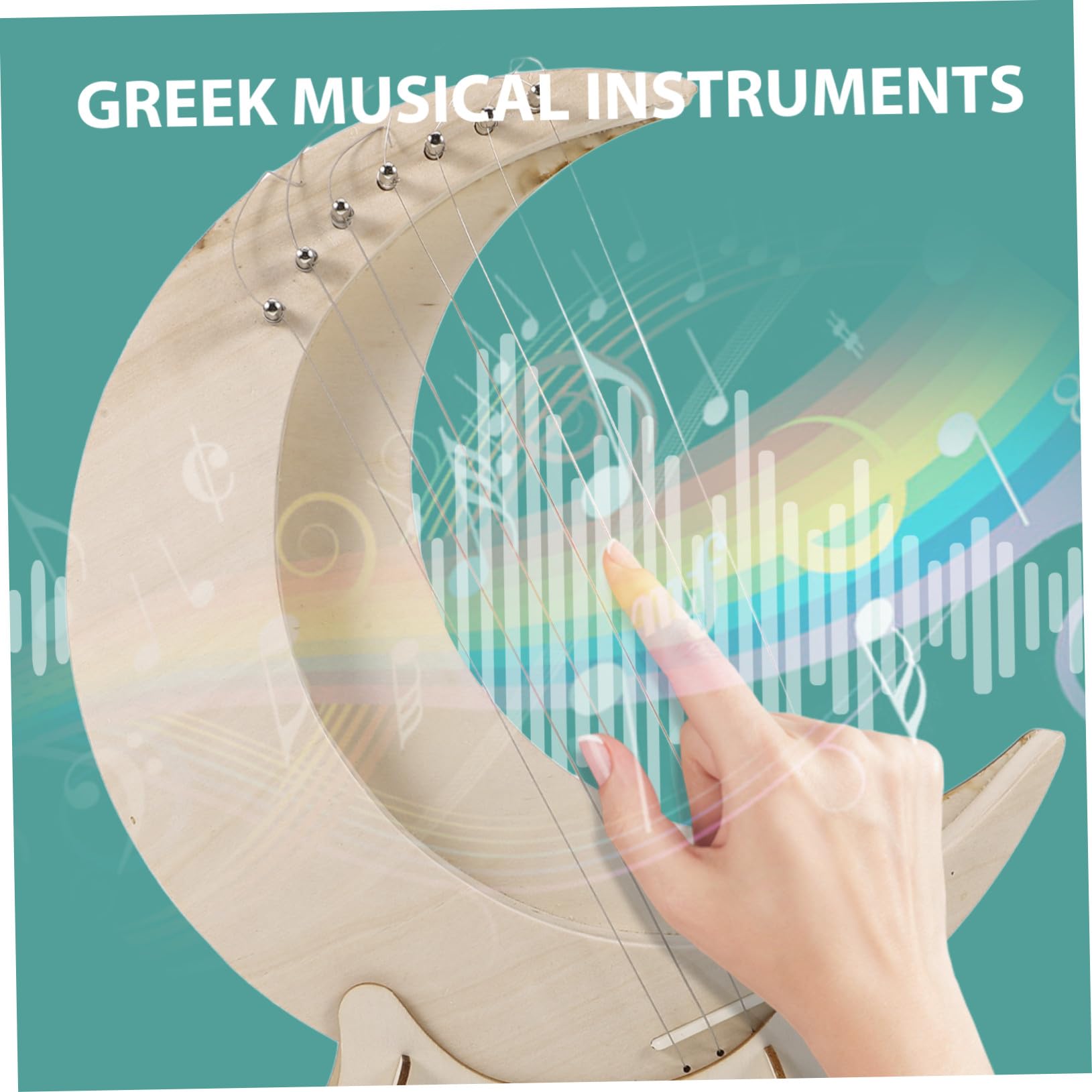 Hemobllo Strumento Musicale 7 Corde a Forma di Mezzaluna in Legno Arpa Design Portatile e Toni Caldi, per Principianti e Amanti della Musica