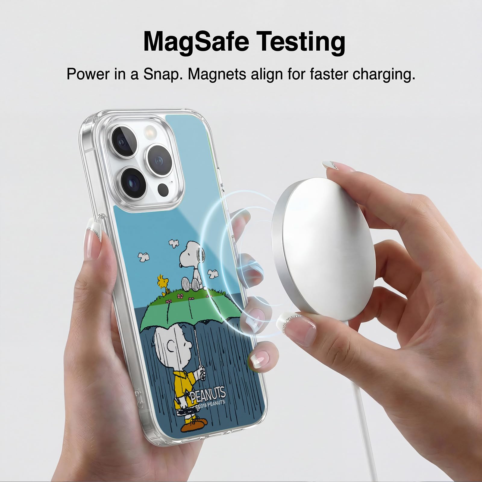 Head Case Designs Licenza Ufficiale Peanuts Charlie, Snoppy & Woodstock metà E Risate Custodia in Gel [Protezione di Grado Militare] Compatibile con Apple iPhone 14 PRO E Compatibile con MagSafe
