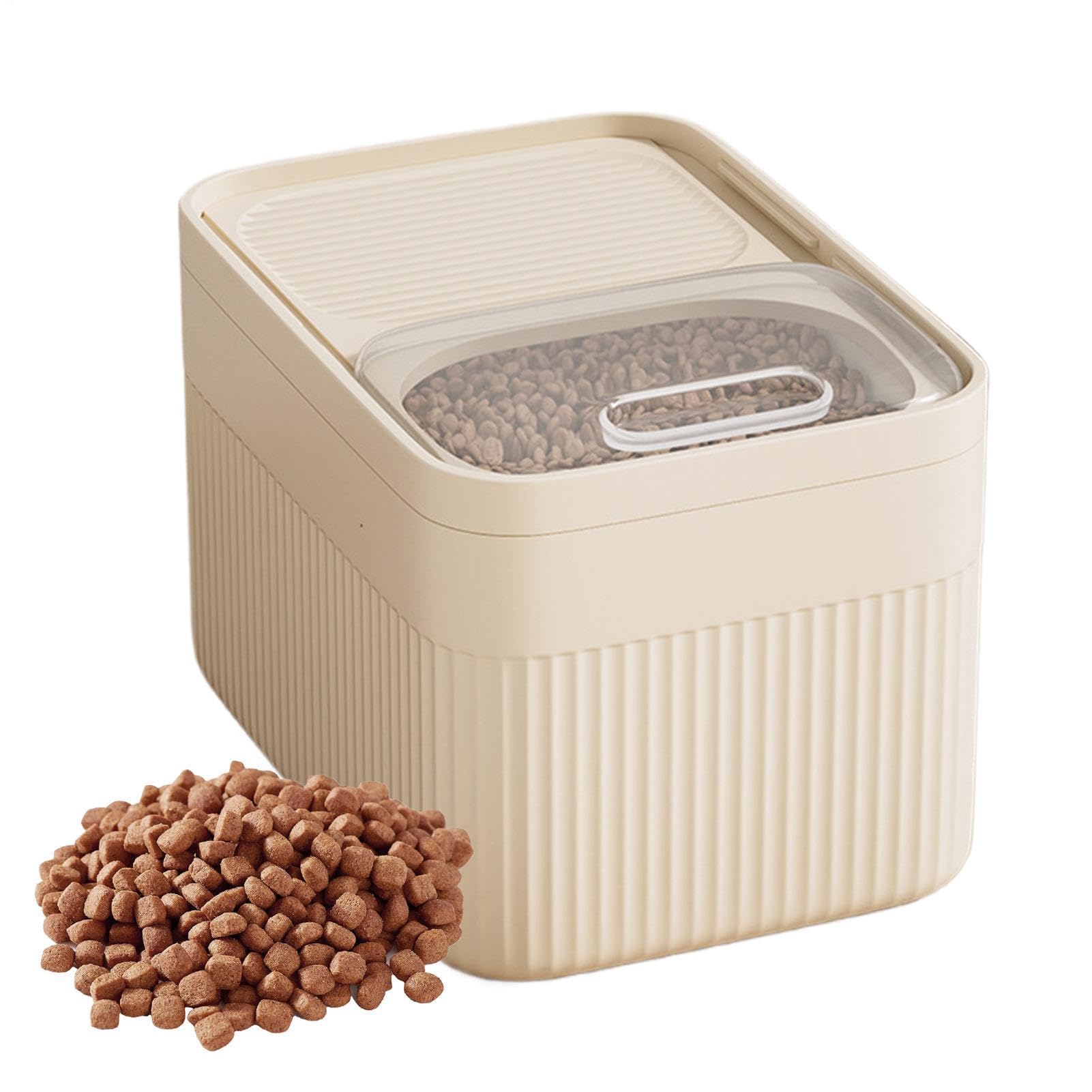Pet Food Storage Container Airtight, 10L Pet Kibble Bin, Large CapacityTreat Bucket With Measuring Cup For Grain Cereal Flour Beans Pantry Home Organization Household, Keep Dry Food Fresh
