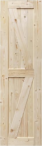 S&Z TOPHAND® - Puerta de granero de 20 x 84 pulgadas, puerta de granero británica con soporte de 20-60 pulgadas sin acabado/Estilo moderno/Madera