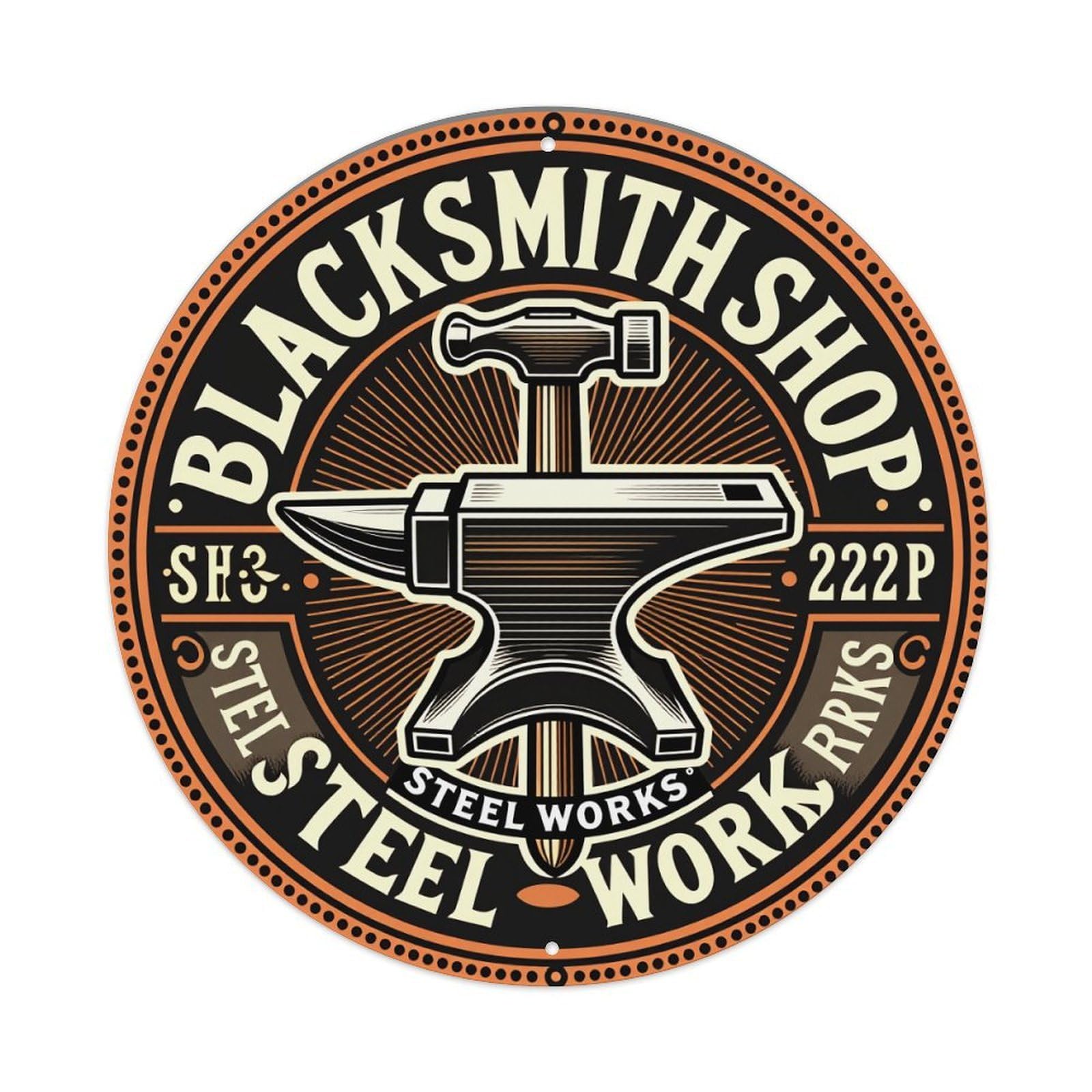 Blacksmith Shop Steel Works Metal Tin Sign Vintage Garden Bedroom Cafe Bar Man Cave Home Wall Decor Metal Poster 8x8 inches