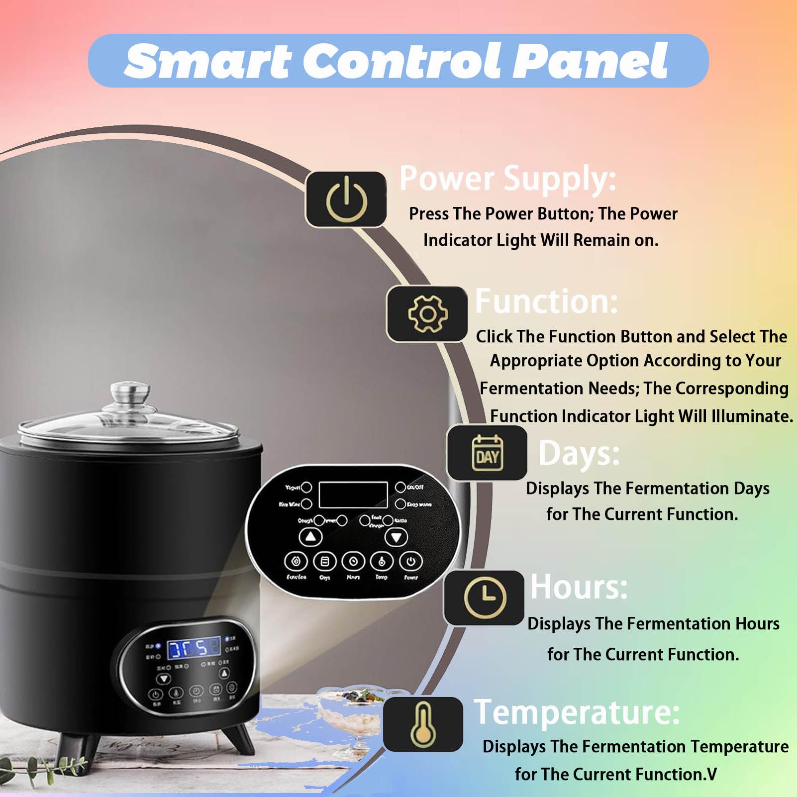 Yogurtera, Multifuncional Máquina de Yogur de 8L/12L con Gran Capacidad y Pantalla de Tiempo Yogurt Maker para la Producción de Yogur en Grandes Cantidades Black-12L