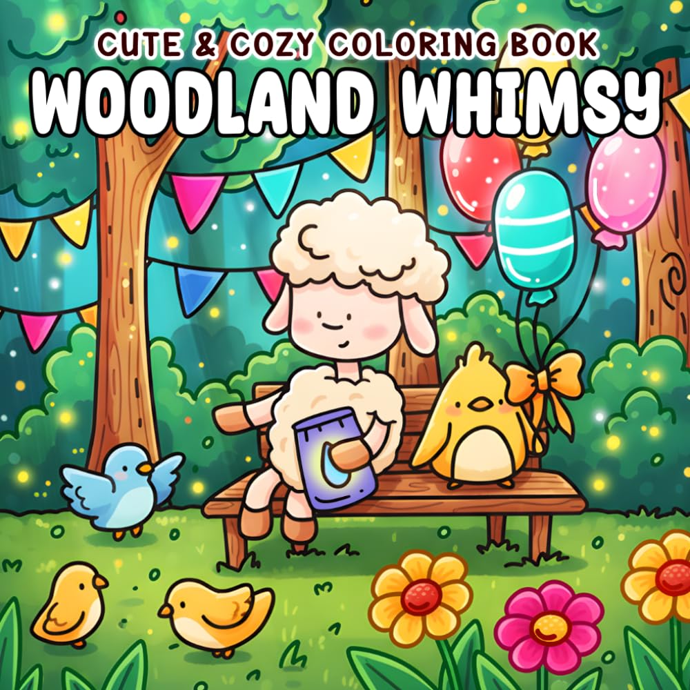 Woodland Whimsy Coloring Book: A Cozy Coloring Page for Adults and Teens Featuring Cozy Animal Friends and Peaceful Nature Scenes for Stress Relief