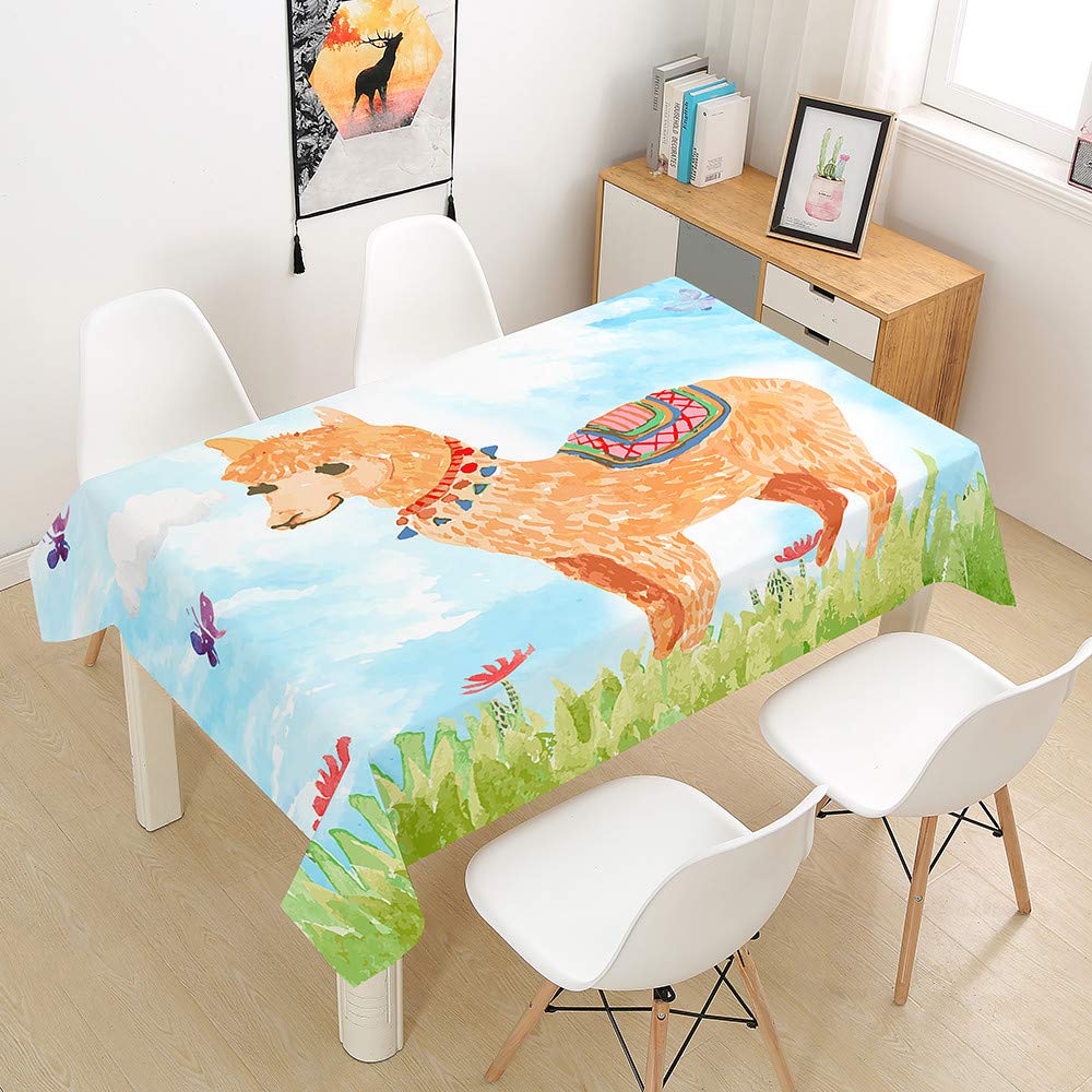 Treer-Shop Butterfly Rectangle Tablecloths Waterproof Dust-Proof 3D Table Cloth, Treer Wipeable Polyester Table Cover Animals Alpaca Printing Table Protector For Kitchen Dining Party Indoor Outdoor (,60X60cm)