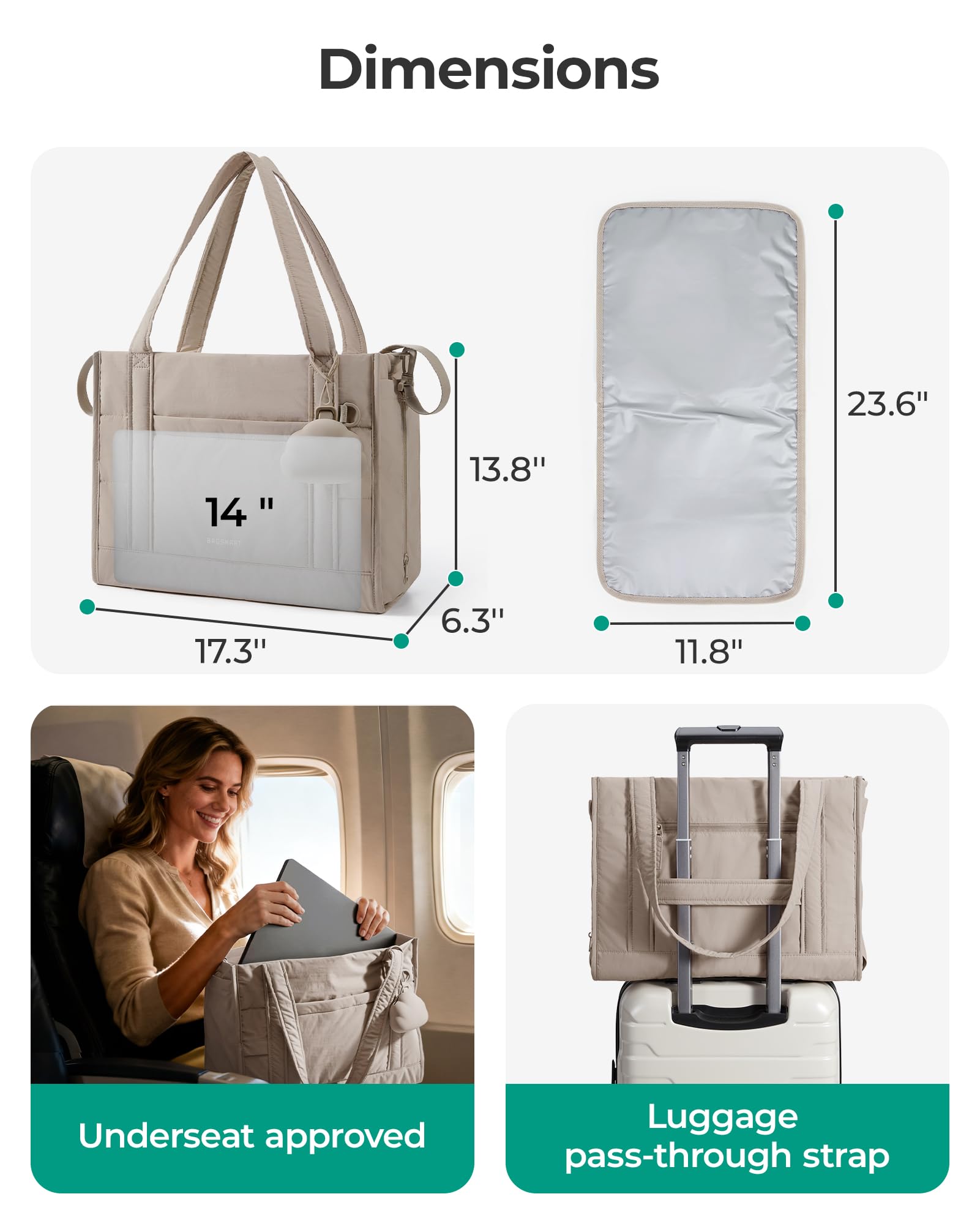 BAGSMART Diaper Bag Tote Puffer Tote Bag Lightweight Baby Bag with Insulated Pockets, Pacifier Case - 5