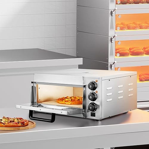 Miniatura 8 de VEVOR Horno de pizza comercial, 14 pulgadas de una sola capa, horno de pizza eléctrico de acero inoxidable con piedra y asa, multiuso para pizzas