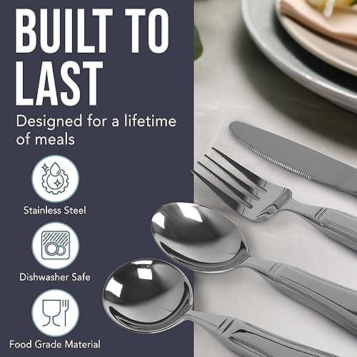 Miniatura 7 de BunMo Utensilios con peso para pacientes con temblores y Parkinson  Juego de cubiertos pesados de cuchillos, tenedores y cucharas  Regalos de