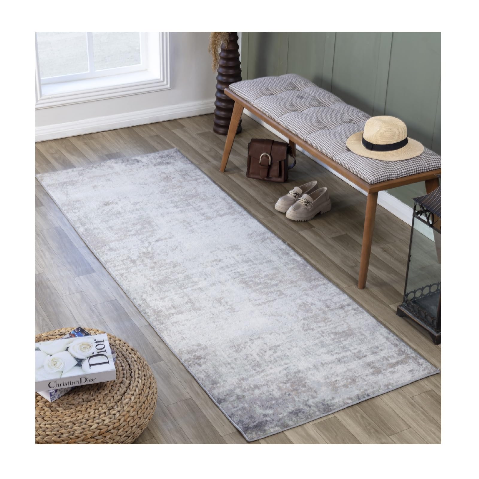 Livabliss Utrecht Abstract Rug - Runner Rugs Living Room 80x220 cm, Hallway, Dining Room Area - Modern Marble Large Rug, Soft Luxurious Easy Care Medium Pile, Cream, Brown and Grey
