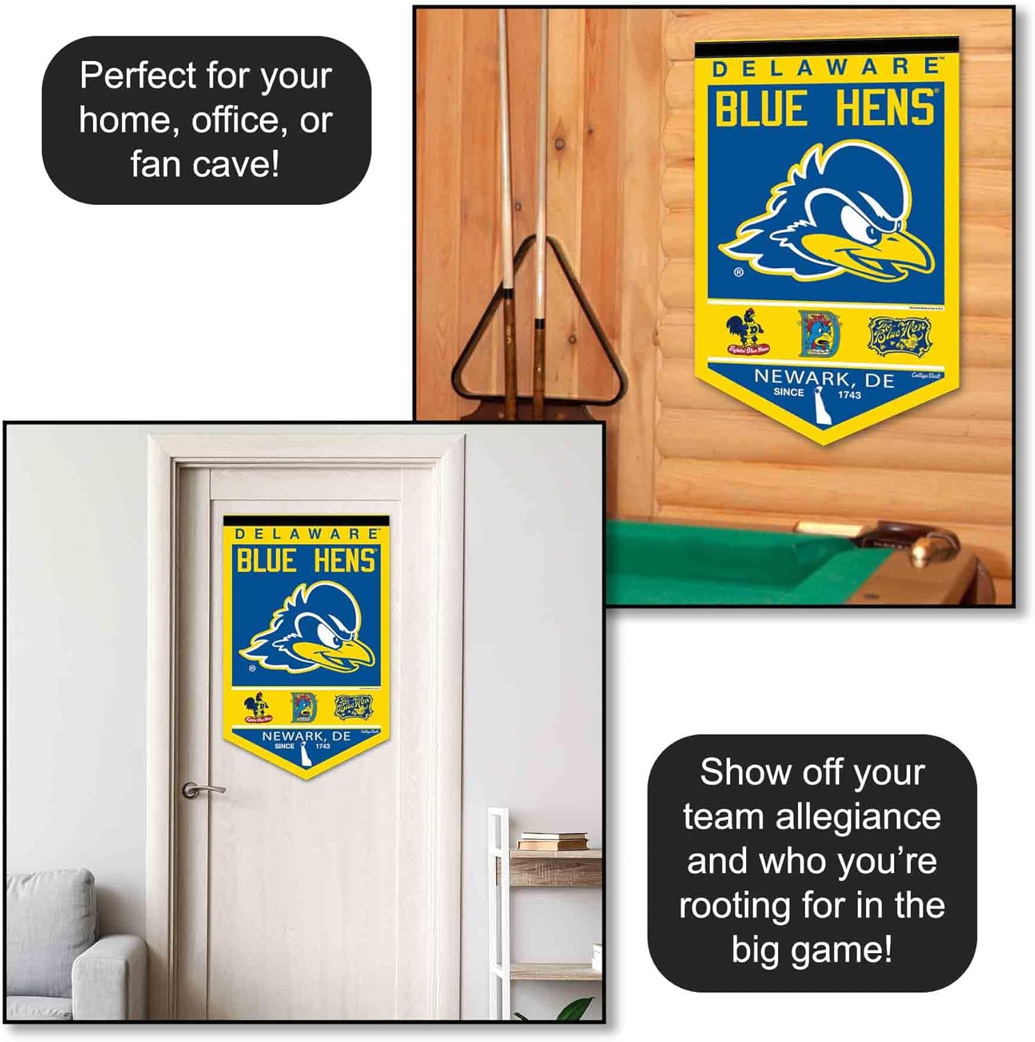 College Flags & Banners Co. Delaware Blue Hens Heritage History Banner Pennant - Image 3
