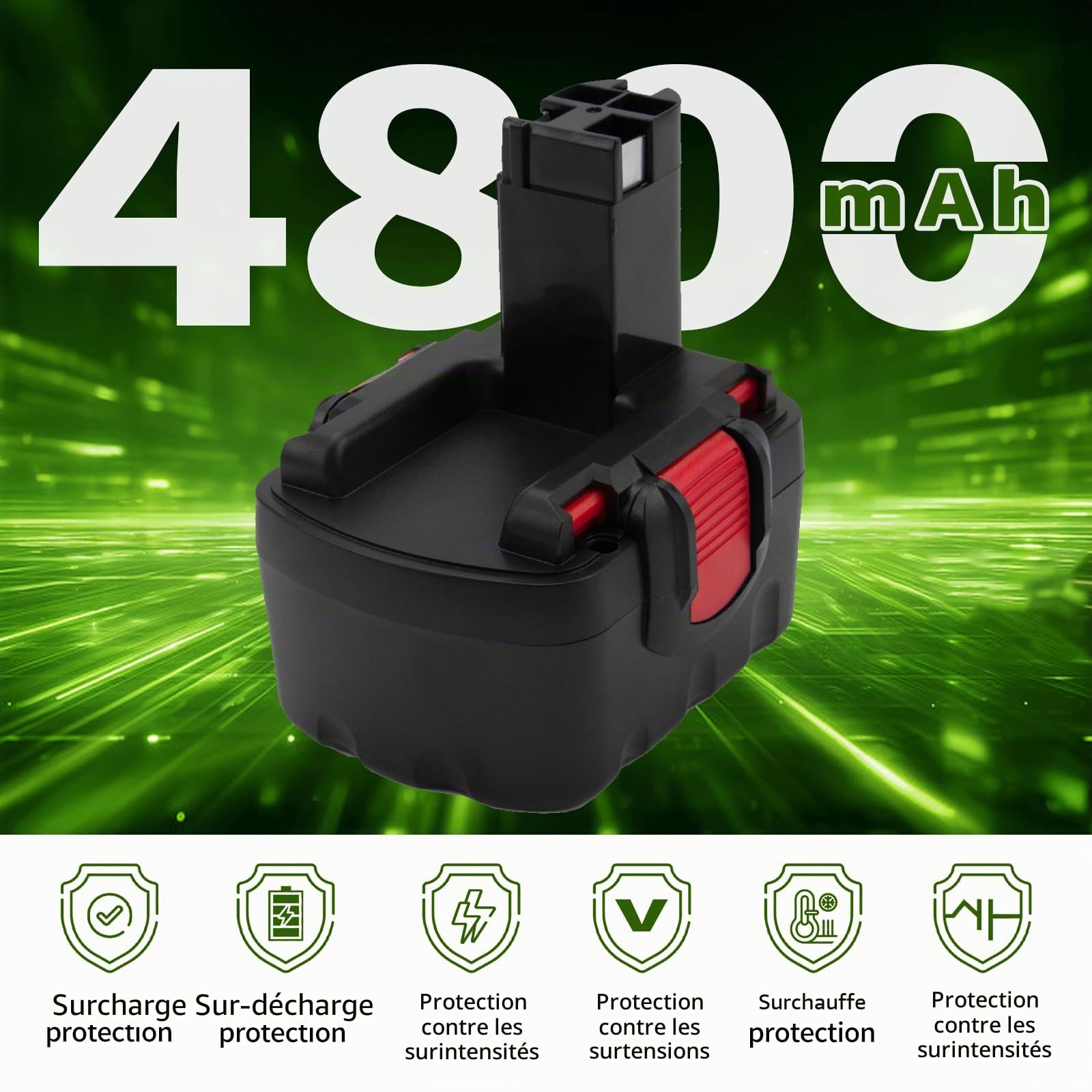 2 pièces 14.4V 4800mAh Ni-MH de Rechange pour Batterie Bosch BAT038 BAT040 BAT041 BAT140 BAT159 2607335533 2607335275 2607335685 PSR 14,4