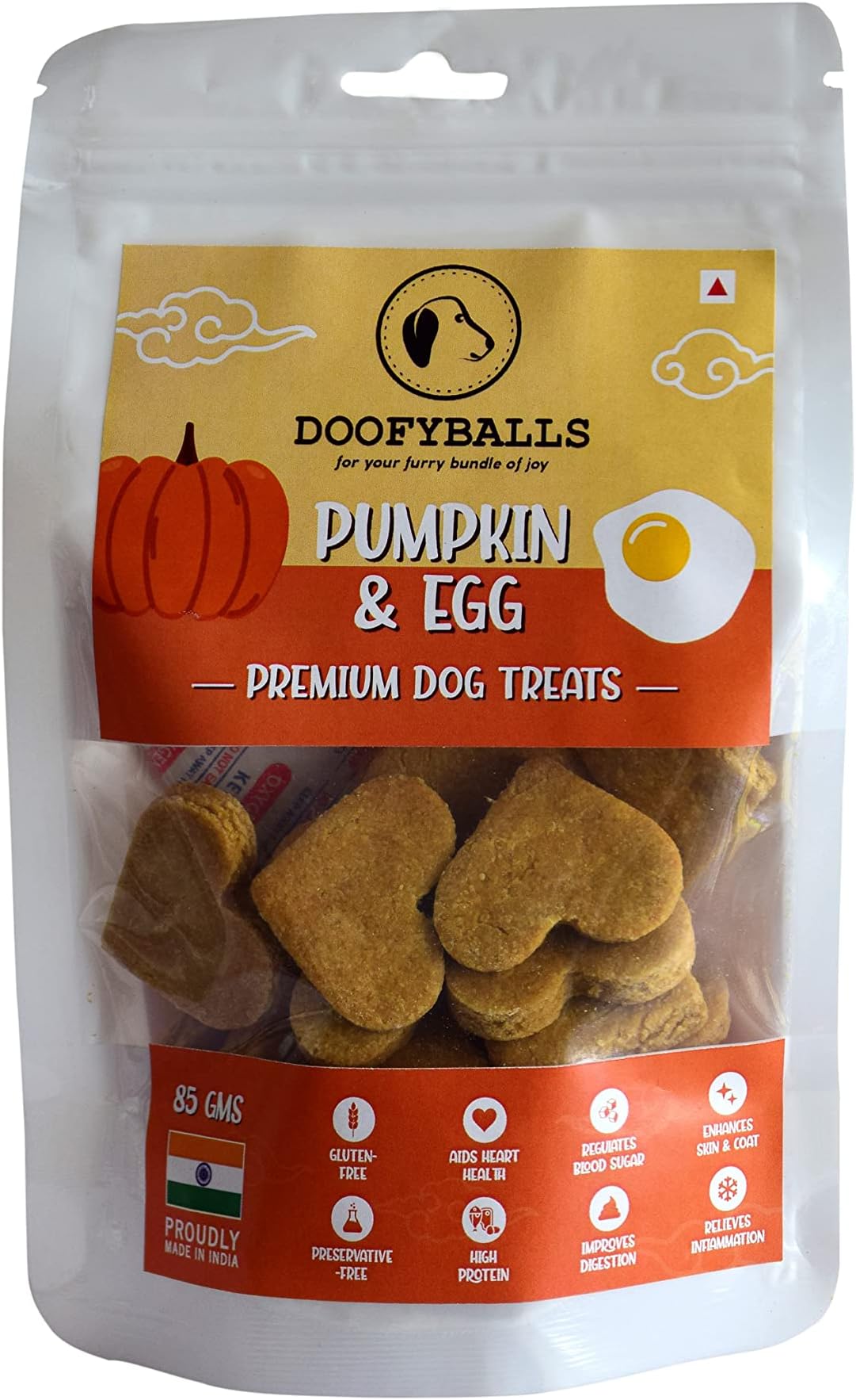Doofyballs Natural Pumpin & Egg Treats for Pets | Preservative Free Dog Treats | Natural Treats for Adult Dogs & Puppies | Highly Nutritional & Easily Digestible Treats for Dogs (85 Grams)
